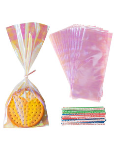 Bolsas de Regalo Transparentes QCBF 10x23 cm 100 Pcs Holográficas