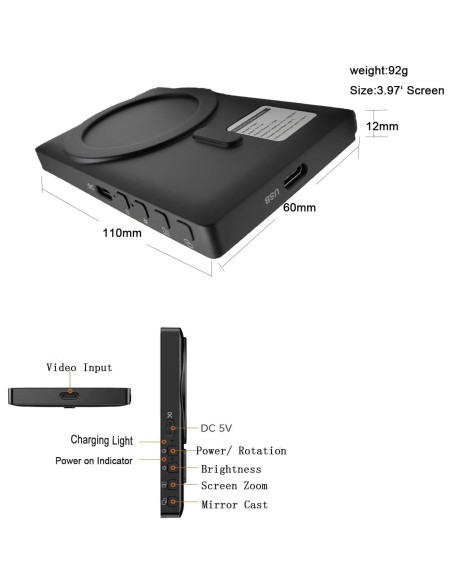 Monitor Selfie Magnético Genérico para iPhone - 10.1 cm Monitor Selfie Magnético Genérico para iPhone - 10.1 cm