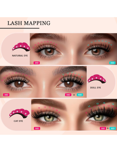 Kit de Extensión de Pestañas CCODDY 480 Pcs 20D-50D DIY