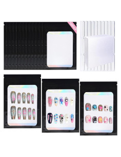 100 Bolsas Holográficas para Uñas Postizas Sawvolker 10.5x15cm