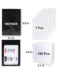 100 Bolsas Holográficas para Uñas Postizas Sawvolker 10.5x15cm 2