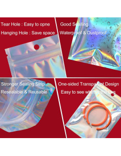 100 Bolsas Holográficas Reutilizables SixWeKit 13.97x19.81 cm 2
