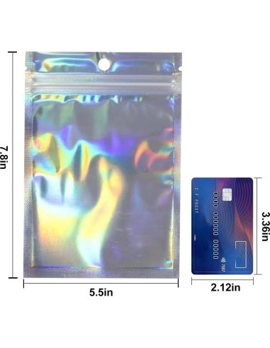 100 Bolsas Holográficas Reutilizables SixWeKit 13.97x19.81 cm