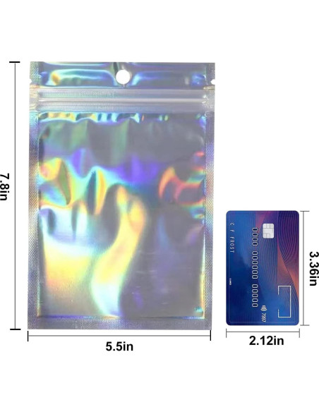 100 Bolsas Holográficas Reutilizables SixWeKit 13.97x19.81 cm