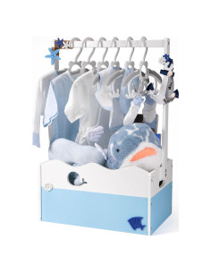 Caja de Madera Azul para Baby Shower GiftAmaz 34.2x22.5x53.2cm
