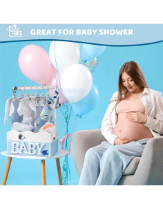 Caja de Madera Azul para Baby Shower GiftAmaz 34.2x22.5x53.2cm 2
