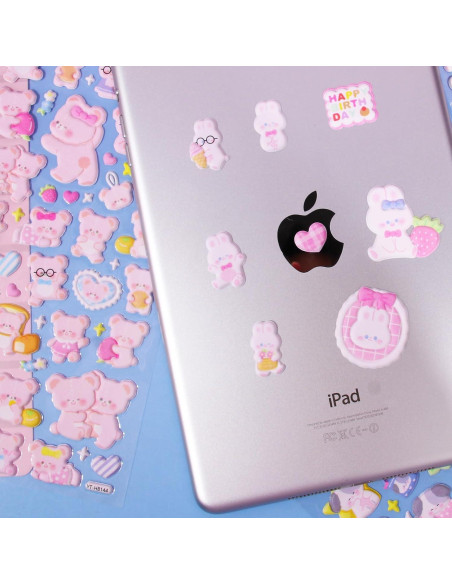 Pegatinas de Animales Puffy Sisiper 3D Reutilizables 4 Hojas