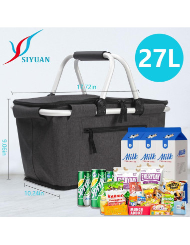 Cesta de Picnic Plegable SIYUAN 27L Aislada Negra