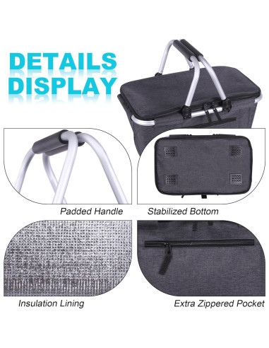 Cesta de Picnic Plegable SIYUAN 27L Aislada Negra