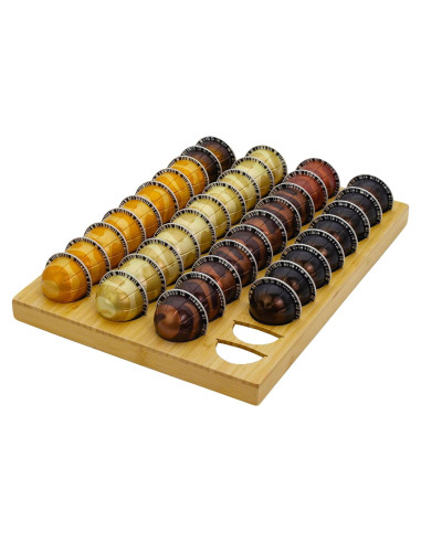 Organizador de Cápsulas de Café MinBoo de Bambú para 40 Cápsulas