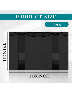 Paredes Laterales para Carpa Windyun 10x10, 4 Pcs, Negro 2