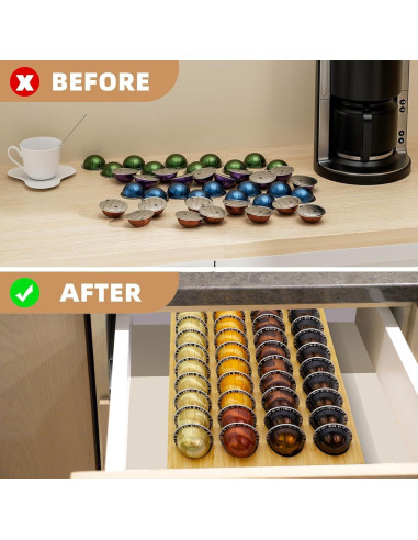 Organizador de Cápsulas de Café MinBoo de Bambú para 40 Cápsulas