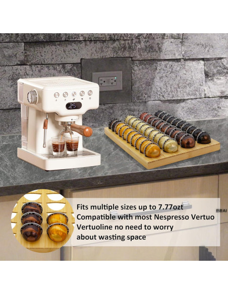 Organizador de Cápsulas de Café MinBoo de Bambú para 40 Cápsulas