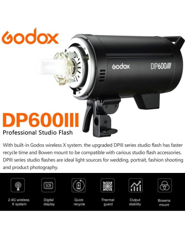 Flash de Estudio Godox DP600III Montura Bowens 600W LCD