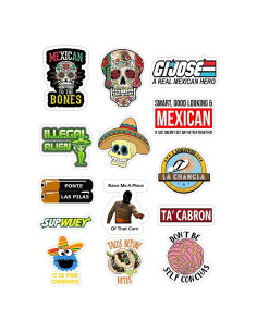 Juego de 14 Calcomanías Mexicanas NTICKER - Vinilo Resistente