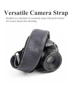 Correa de Cámara Ajustable QIELIZI de Cuero Vintage 104-132cm 2