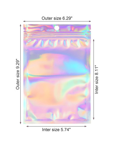 50 Bolsas de Aluminio Hmxpls Reutilizables 15x22 cm Holográfico