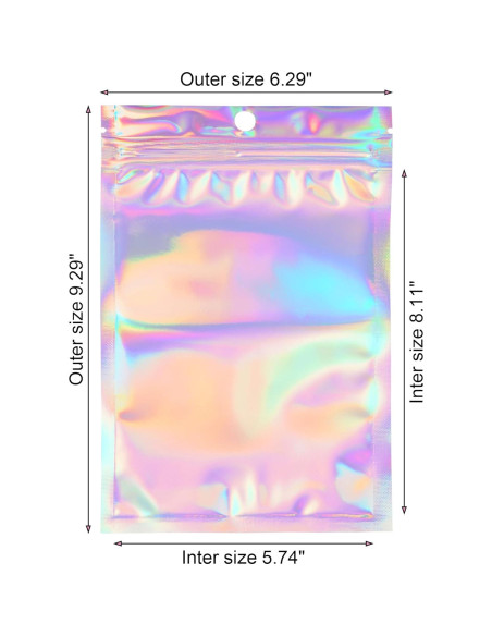 50 Bolsas de Aluminio Hmxpls Reutilizables 15x22 cm Holográfico