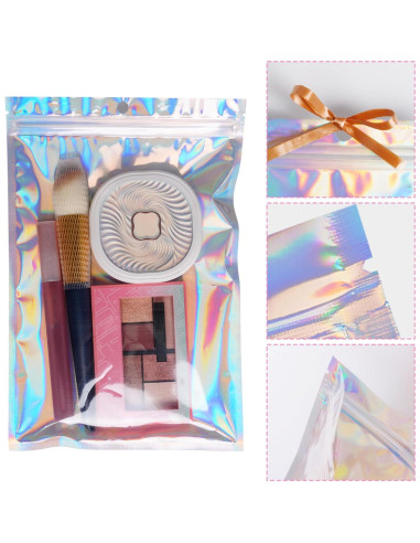 50 Bolsas de Aluminio Hmxpls Reutilizables 15x22 cm Holográfico