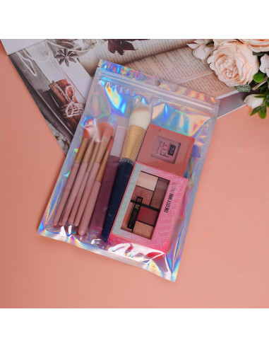 50 Bolsas de Aluminio Hmxpls Reutilizables 15x22 cm Holográfico