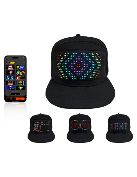 Gorra LED Programable Colorida Ajustable Algodón