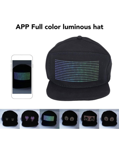 Gorra LED Programable Colorida Ajustable Algodón