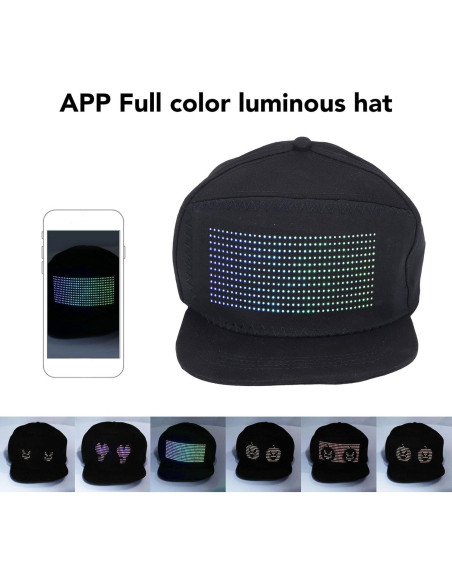 Gorra LED Programable Colorida Ajustable Algodón