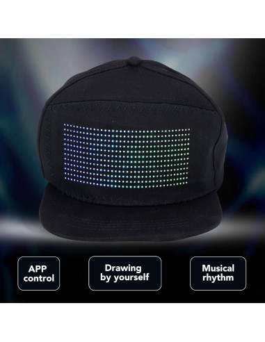 Gorra LED Programable Colorida Ajustable Algodón