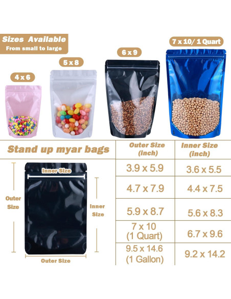 200 Bolsas Mylar Resellables 14.9x22 cm Lucpur con Ventana