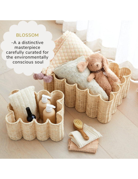 Conjunto de Cestas de Almacenamiento BEBE BASK - 2 Piezas - Ratán Natural