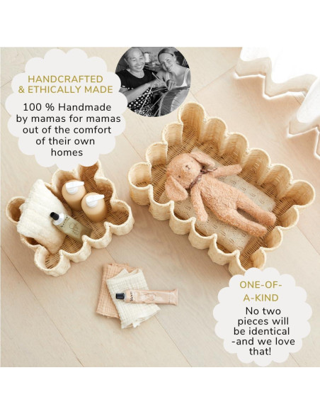 Conjunto de Cestas de Almacenamiento BEBE BASK - 2 Piezas - Ratán Natural