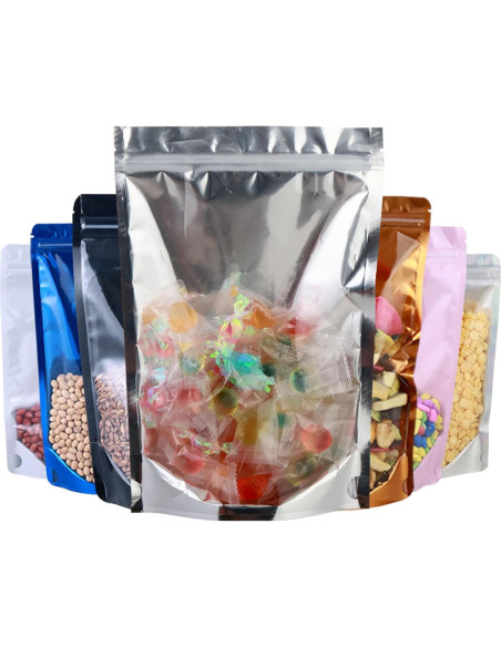 200 Bolsas Mylar Resellables 14.9x22 cm Lucpur con Ventana