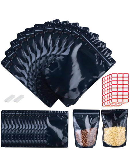 200 Bolsas Mylar Resellables 14.9x22 cm Lucpur con Ventana