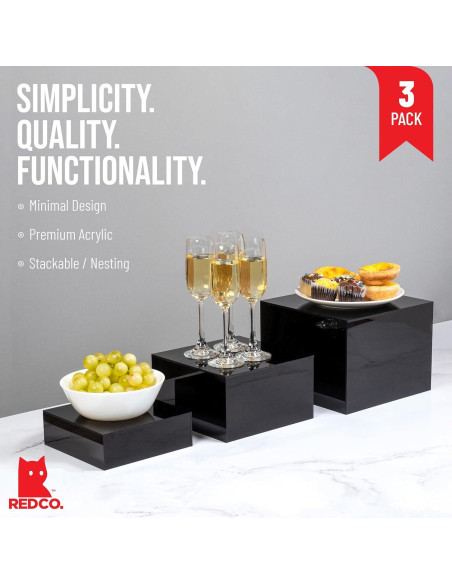 Conjunto de 3 Soportes de Acrílico Negro Brillante Red Co.