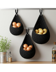 Cesta Colgante de Pared Honeydak - 3 Tamaños Negro 2