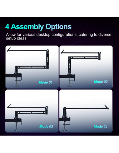 Brazo de Boom Soporte de Micrófono Aluminio Negro SC-01-5Z