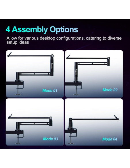 Brazo de Boom Soporte de Micrófono Aluminio Negro SC-01-5Z