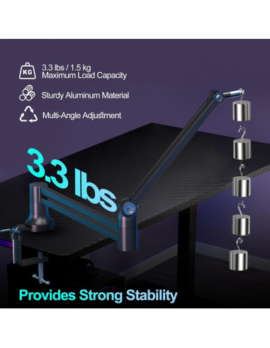 Brazo de Boom Soporte de Micrófono Aluminio Negro SC-01-5Z