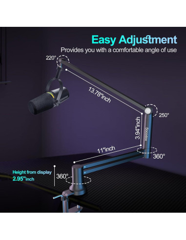 Brazo de Boom Soporte de Micrófono Aluminio Negro SC-01-5Z