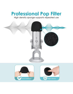 Pantalla de espuma para micrófono Blue Yeti y otros 7.29x7.29 cm 2