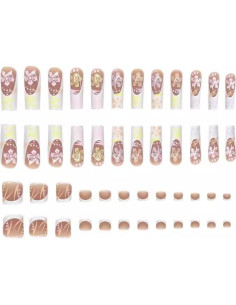 Kit de Uñas Postizas Largas Cuadradas CEWEWP - 48 Piezas 2