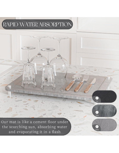 Alfombrilla de Secado de Piedra Diatomácea ENBOFID 40x30cm Gris