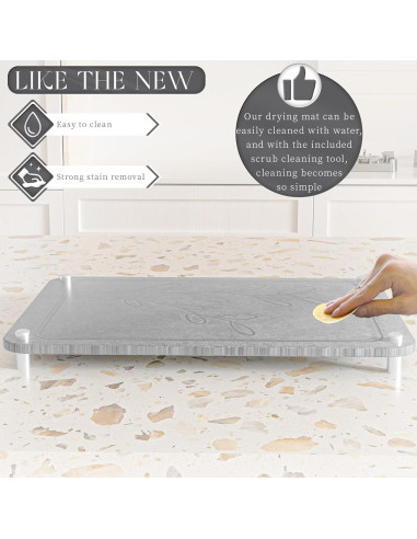 Alfombrilla de Secado de Piedra Diatomácea ENBOFID 40x30cm Gris
