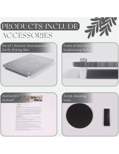 Alfombrilla de Secado de Piedra Diatomácea ENBOFID 40x30cm Gris