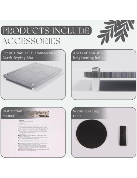 Alfombrilla de Secado de Piedra Diatomácea ENBOFID 40x30cm Gris