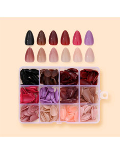 288 Uñas Postizas Cortas Almendra KASOICRA Brillantes 12 Colores 2