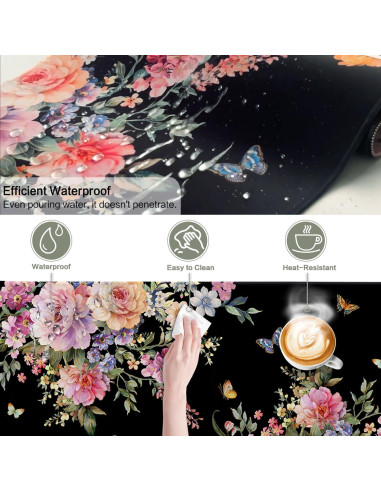 Alfombrilla de Escritorio Vimorco XL Rosa Floral 80x30cm Impermeable