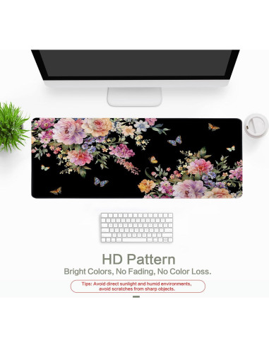Alfombrilla de Escritorio Vimorco XL Rosa Floral 80x30cm Impermeable
