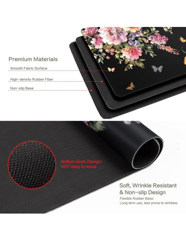 Alfombrilla de Escritorio Vimorco XL Rosa Floral 80x30cm Impermeable