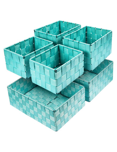 Set de 6 Cestas de Almacenamiento Tejidas Uvellgift Aqua